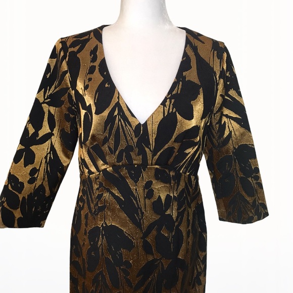 Trina Turk Muni Metallic Jacquard Sheath Dress -10 - Picture 10 of 16